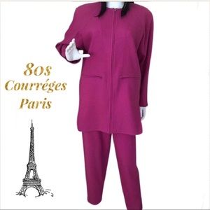 Vintage Courréges Paris Magenta Wool Pant Suit